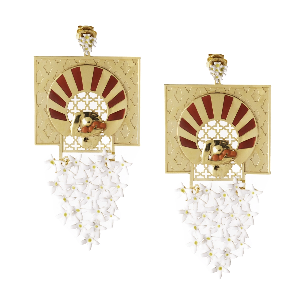 White Floral Medina Azahara Earrings